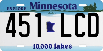 MN license plate 451LCD