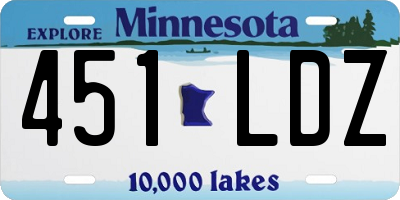 MN license plate 451LDZ