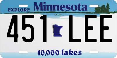 MN license plate 451LEE