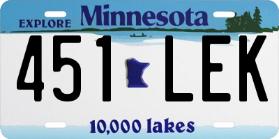 MN license plate 451LEK