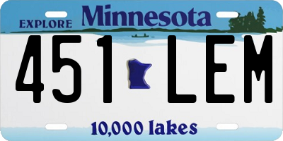 MN license plate 451LEM