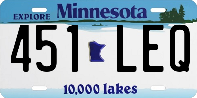 MN license plate 451LEQ