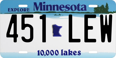 MN license plate 451LEW