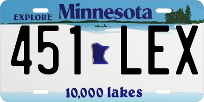 MN license plate 451LEX
