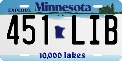 MN license plate 451LIB