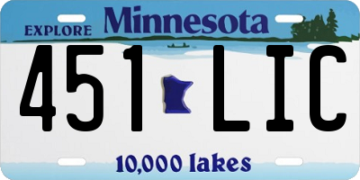 MN license plate 451LIC