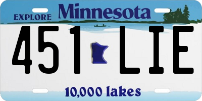 MN license plate 451LIE