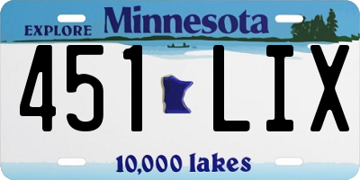 MN license plate 451LIX