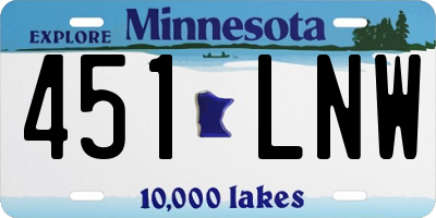 MN license plate 451LNW