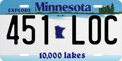 MN license plate 451LOC