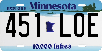 MN license plate 451LOE
