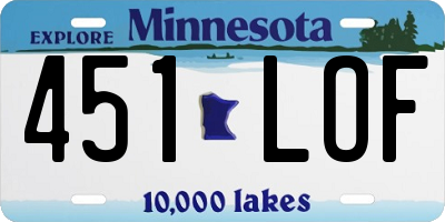 MN license plate 451LOF