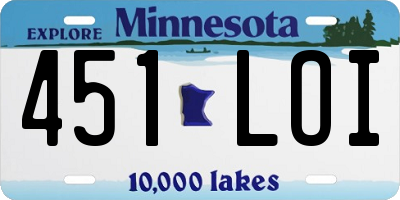 MN license plate 451LOI