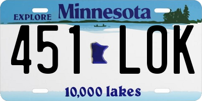 MN license plate 451LOK