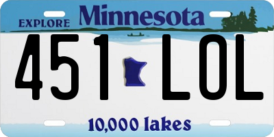 MN license plate 451LOL