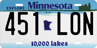 MN license plate 451LON