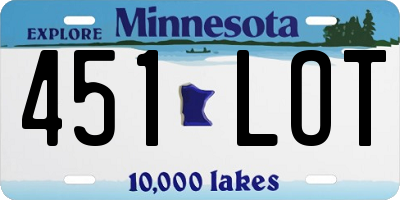 MN license plate 451LOT