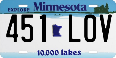 MN license plate 451LOV