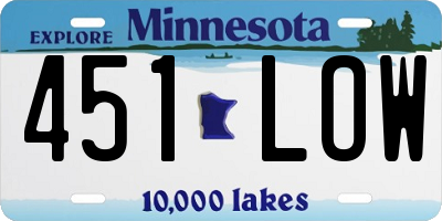 MN license plate 451LOW