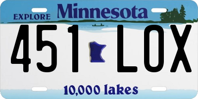 MN license plate 451LOX