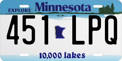 MN license plate 451LPQ