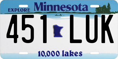 MN license plate 451LUK