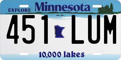 MN license plate 451LUM