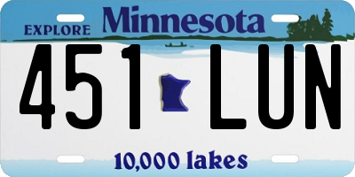 MN license plate 451LUN