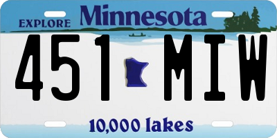 MN license plate 451MIW