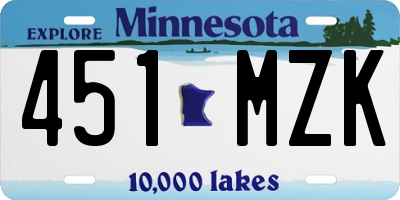 MN license plate 451MZK