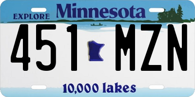 MN license plate 451MZN