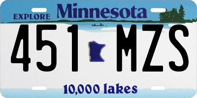 MN license plate 451MZS