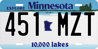 MN license plate 451MZT