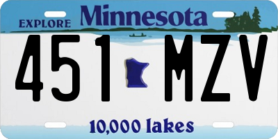 MN license plate 451MZV