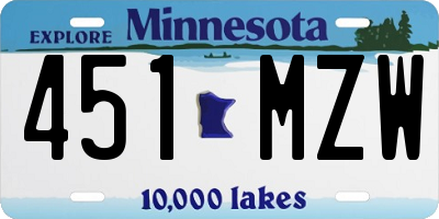 MN license plate 451MZW