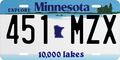 MN license plate 451MZX