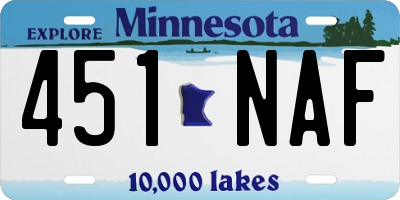 MN license plate 451NAF