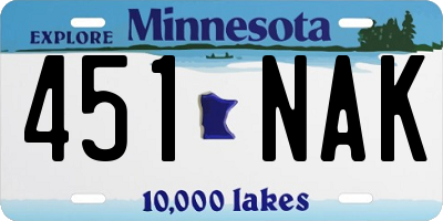 MN license plate 451NAK