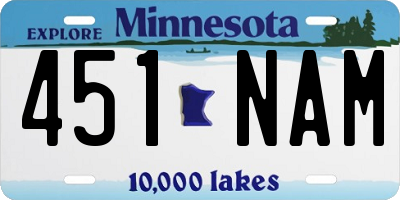MN license plate 451NAM