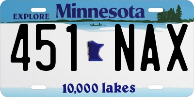 MN license plate 451NAX