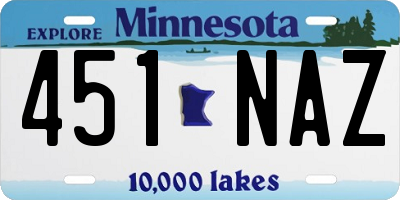 MN license plate 451NAZ