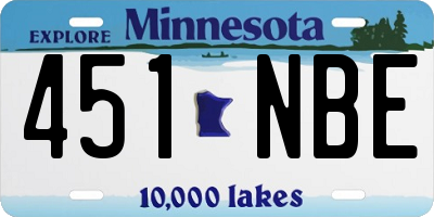 MN license plate 451NBE