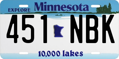 MN license plate 451NBK