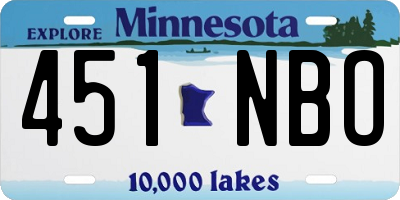 MN license plate 451NBO