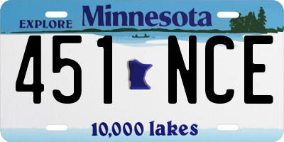 MN license plate 451NCE