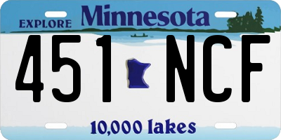 MN license plate 451NCF
