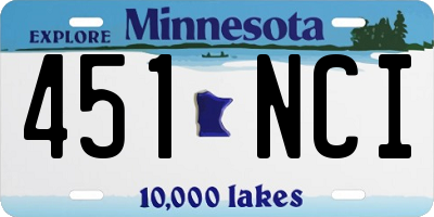 MN license plate 451NCI