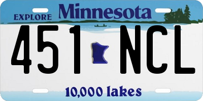MN license plate 451NCL
