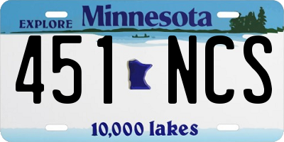 MN license plate 451NCS