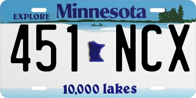 MN license plate 451NCX